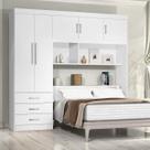 Guarda-Roupa Casal com Cabeceira Baú 5 Portas 3 Gavetas e Prateleiras Cancun Yescasa Branco