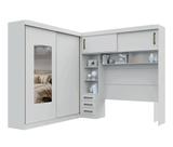 Guarda-Roupa Casal com Cabeceira Queen e Espelho 4 Portas de Correr 3 Gavetas Florença Espresso Móve
