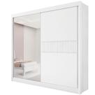 Guarda Roupa Casal com Espelho 2 Portas 6 Gavetas - Titanium Ripado-Branco - Móveis D'Doro Guarda Roupa Casal com Espelho 2 Portas 6 Gavetas - Titanium Ripado-Branco - Móveis D'Doro