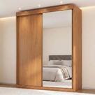 Guarda-roupa Casal com Espelho 2 Portas de Correr 100% MDF Chicago Cinamomo