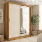 Guarda-roupa Casal com Espelho 2 Portas de Correr e 4 Gavetas 100% MDF London