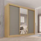 Guarda-Roupa Casal com Espelho 3 Portas 4 Gavetas 100% MDF Ipanema Cinza/Jequitibá/Granizo