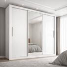 Guarda-Roupa Casal com Espelho 3 Portas 4 Gavetas 185,5cm Viena Yescasa Branco