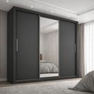 Guarda-Roupa Casal com Espelho 3 Portas 4 Gavetas 185,5cm Viena Yescasa Preto