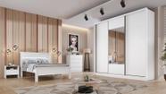 Guarda Roupa Casal com Espelho 3 Portas 8 Gavetas - Arezzo Plus-Branco - Móveis Novo Horizonte