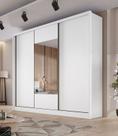 Guarda Roupa Casal com Espelho 3 Portas 8 Gavetas - Arezzo Plus-Branco - Móveis Novo Horizonte