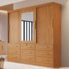 Guarda Roupa Casal com Espelho 3 Portas 9 Gavetas em MDF Athenas Bianchi