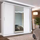 Guarda Roupa Casal com Espelho 3 Portas de Correr 100% MDF London Branco Yescasa