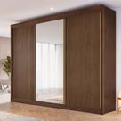 Guarda Roupa Casal com Espelho 3 Portas de Correr MDF Chicago Conquista Móveis