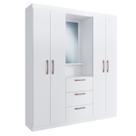 Guarda Roupa Casal com Espelho 4 Portas 3 Gavetas Capelinha 156cm Panamá Branco Doripel