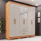 Guarda-roupa Casal com Espelho 6 Portas 2 Gavetas Estrela Premium