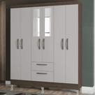 Guarda Roupa Casal com Espelho 6 Portas 2 Gavetas Multi Poquema Chocolate / Off White Guarda Roupa Casal com Espelho 6 Portas 2 Gavetas Multi Poquema Chocolate / Off White