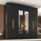 Guarda-Roupa Casal com Espelho 6 Portas 2 Gavetas Paris Preto Guarda-Roupa Casal com Espelho 6 Portas 2 Gavetas Paris Preto