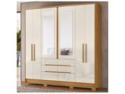 Guarda Roupa Casal com Espelho 6 Portas 3 Gavetas e Pés San Francisco Moval Guarda Roupa Casal com Espelho 6 Portas 3 Gavetas e Pés San Francisco Moval