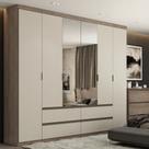 Guarda Roupa Casal com Espelho 6 Portas 4 Gavetas Nobre Glass THB