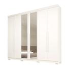 Guarda Roupa Casal com Espelho 6 Portas 4 Gavetas Núbia ACP MÓVEIS Branco - 100% MDF