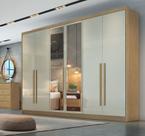 Guarda Roupa Casal Com Espelho 6 Portas 6 Gavetas - Robust -Cumaru/Fendi - Móveis Novo Horizonte