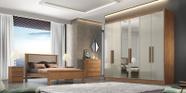 Guarda Roupa Casal com Espelho 6 Portas 8 Gavetas - Rizon-Cumaru/Fendi - Móveis Novo Horizonte