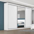 Guarda Roupa Casal com Espelho Costas 3mm - Toronto-Branco Acetinado - Móveis Europa Guarda Roupa Casal com Espelho Costas 3mm - Toronto-Branco Acetinado - Móveis Europa