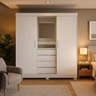 Guarda-Roupa Casal com Espelho e Penteadeira Grécia 2 PT 4 GV Branco