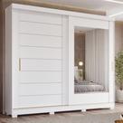 Guarda Roupa Casal com Espelho e Pés 2 Portas de Correr 100 MDF Florença Slide Panan Guarda Roupa Casal com Espelho e Pés 2 Portas de Correr 100 MDF Florença Slide Panan
