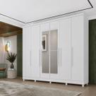 Guarda Roupa Casal com Espelho e pés 6 Portas 4 Gavetas 239cm Veneza