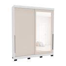 Guarda-Roupa Casal com Espelho Madrid 2 Portas 2 Gavetas Branco e Creme Guarda-Roupa Casal com Espelho Madrid 2 Portas 2 Gavetas Branco e Creme