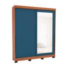 Guarda-Roupa Casal com Espelho Madrid 2 Portas 2 Gavetas Freijó e Azul Guarda-Roupa Casal com Espelho Madrid 2 Portas 2 Gavetas Freijó e Azul