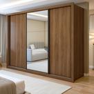 Guarda Roupa Casal com Espelho Premium Liv 3 Portas de Correr e 6 Gavetas 242cm Yescasa Guarda Roupa Casal com Espelho Premium Liv 3 Portas de Correr e 6 Gavetas 242cm Yescasa