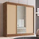 Guarda-roupa Casal Com Espelhos 3 Portas De Correr 4 Gavetas Multimóveis Cr35385 Castanho-Nude