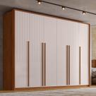 Guarda-Roupa Casal com Frisado 6 Portas 6 Gavetas Suburban Gold 100% MDF Espresso Móveis Off White/Freijó