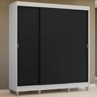 Guarda-Roupa Casal com Pés 3 Portas de Correr Branco/Preto Reno Madesa