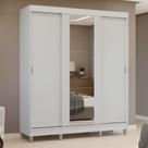 Guarda-roupa Casal Com Pés 3 Portas De Correr Com Espelho Branco Reno Madesa Guarda-roupa Casal Com Pés 3 Portas De Correr Com Espelho Branco Reno Madesa