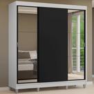 Guarda-Roupa Casal com Pés 3 Portas de Correr com Espelhos Branco/Preto Reno Madesa Guarda-Roupa Casal com Pés 3 Portas de Correr com Espelhos Branco/Preto Reno Madesa