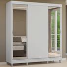 Guarda-Roupa Casal com Pés 3 Portas de Correr com Espelhos Branco Reno Madesa Guarda-Roupa Casal com Pés 3 Portas de Correr com Espelhos Branco Reno Madesa