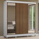 Guarda-roupa Casal Com Pés 3 Portas De Correr Com Espelhos Branco Rustic Reno Madesa