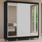 Guarda-roupa Casal Com Pés 3 Portas De Correr Com Espelhos Preto Branco Reno Madesa Guarda-roupa Casal Com Pés 3 Portas De Correr Com Espelhos Preto Branco Reno Madesa