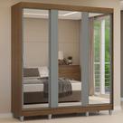Guarda-roupa Casal Com Pés 3 Portas De Correr De Espelho Rustic Cinza Reno Madesa
