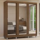 Guarda-Roupa Casal com Pés 3 Portas de Correr de Espelho Rustic Reno Madesa