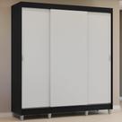 Guarda-Roupa Casal com Pés 3 Portas de Correr Preto/Branco Reno Madesa