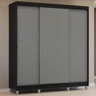 Guarda-Roupa Casal com Pés 3 Portas de Correr Preto/Cinza Reno Madesa