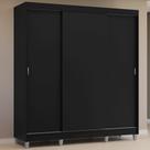 Guarda-Roupa Casal com Pés 3 Portas de Correr Preto Reno Madesa Guarda-Roupa Casal com Pés 3 Portas de Correr Preto Reno Madesa