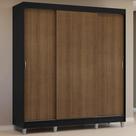 Guarda-roupa Casal Com Pés 3 Portas De Correr Preto Rustic Reno Madesa