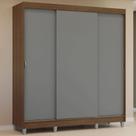 Guarda-Roupa Casal com Pés 3 Portas de Correr Rustic/Cinza Reno Madesa