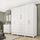 Guarda Roupa Casal com pés 6 Portas 4 Gavetas 180cm Arizona