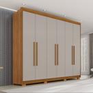 Guarda Roupa Casal com Pés 6 Portas 6 Gavetas 100% MDF Itália Plus Off White/Cinamomo
