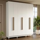 Guarda-roupa Casal Com Pés 6 Portas Batentes Branco-branco-rustic Saturno Madesa