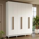 Guarda-Roupa Casal com Pés 6 Portas Batentes Branco/Branco/Rustic Saturno Madesa
