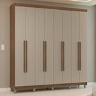 Guarda-Roupa Casal com Pés 8 Portas Batentes Rustic/Crema/Rustic Venus Madesa