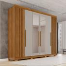Guarda-roupa Casal com Pés e Espelho 100% Mdf 6 Portas 6 Gavetas Granada Premium